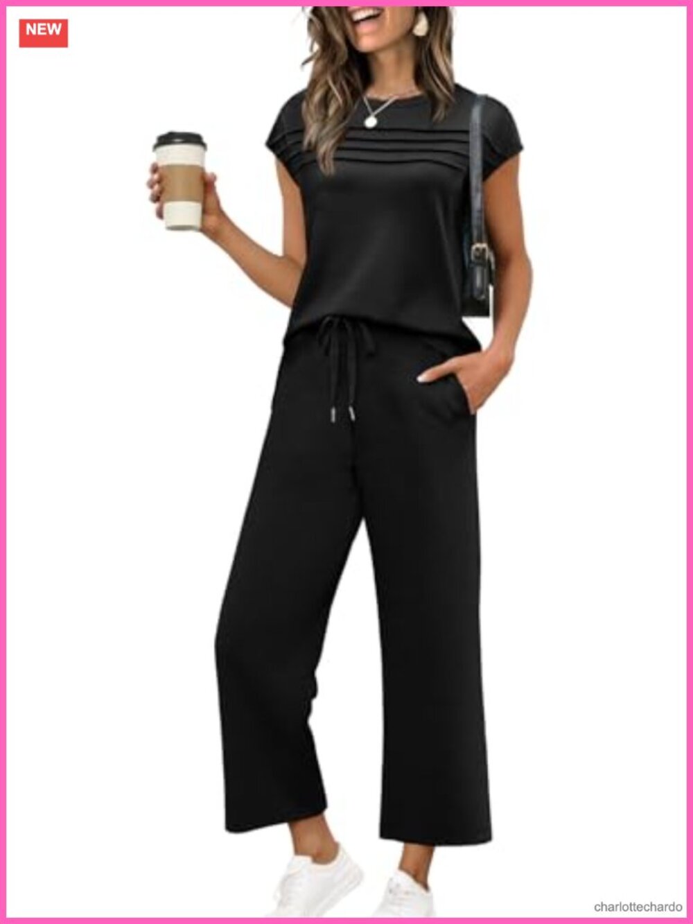 Two Piece Lounge Set Cap Sleeve Top Wide Leg Pants S-3XL